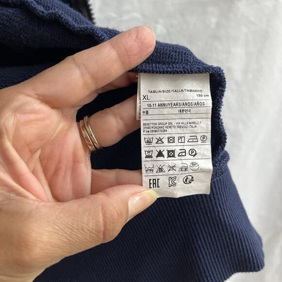 Benetton boys 10/11years navy blue zip up jacket size XL, mock neck, two pockets - Picture 8 of 9